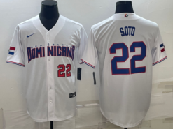 Dominican Republic Juan Soto White Red Replica 2023 World Baseball Classic Jersey