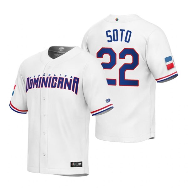 Dominican Republic Juan Soto White Replica 2023 World Baseball Classic Jersey Dominican Republic Juan Soto White Replica 2023 World Baseball Classic Jersey