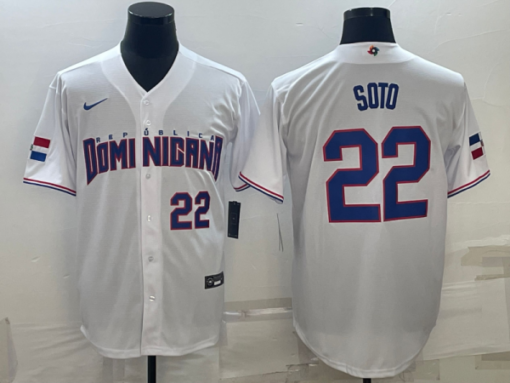 Dominican Republic Juan Soto White Royal Replica 2023 World Baseball Classic Jersey