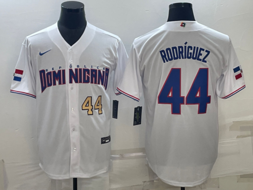 Dominican Republic Julio Rodriguez White Gold Replica 2023 World Baseball Classic Jersey