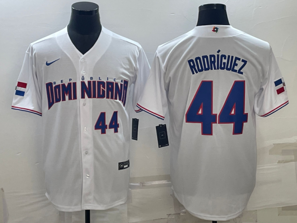 Dominican Republic Julio Rodriguez White Royal Replica 2023 World Baseball Classic Jersey Dominican Republic Julio Rodriguez White Royal Replica 2023 World Baseball Classic Jersey