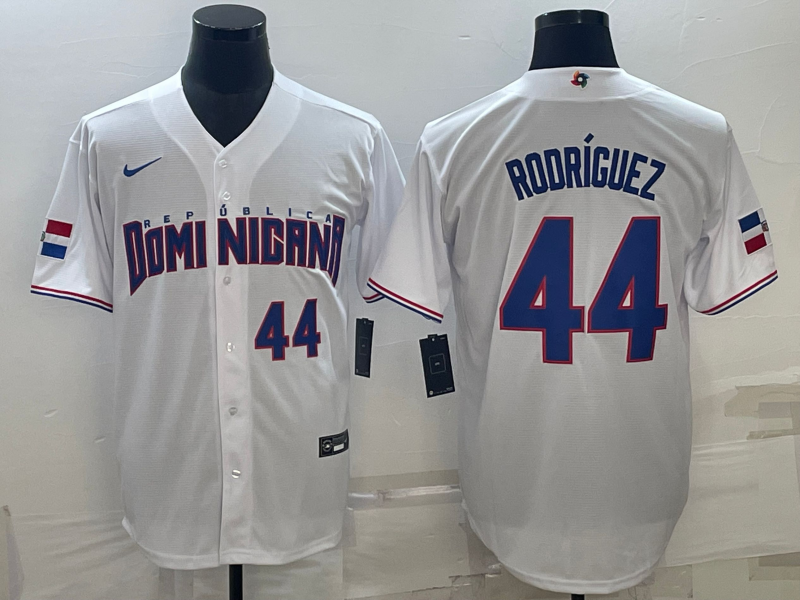 Dominican Republic Julio Rodriguez White Royal Replica 2023 World Baseball Classic Jersey Dominican Republic Julio Rodriguez White Royal Replica 2023 World Baseball Classic Jersey