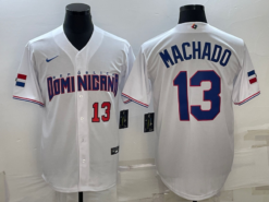 Dominican Republic Manny Machado White Red Replica 2023 World Baseball Classic Jersey