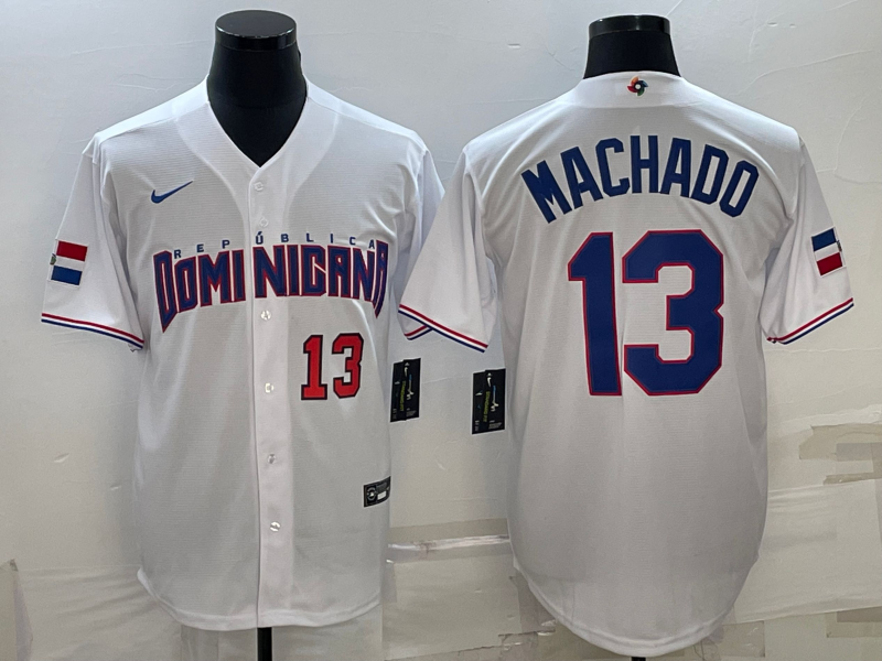 Dominican Republic Manny Machado White Red Replica 2023 World Baseball Classic Jersey Dominican Republic Manny Machado White Red Replica 2023 World Baseball Classic Jersey