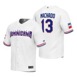 Dominican Republic Manny Machado White Replica 2023 World Baseball Classic Jersey