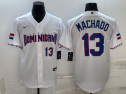 Dominican Republic Manny Machado White Royal Replica 2023 World Baseball Classic Jersey