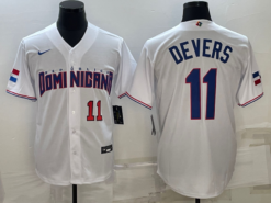 Dominican Republic Rafael Devers White Red Replica 2023 World Baseball Classic Jersey