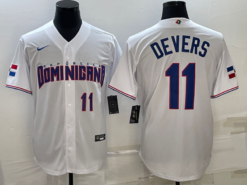 Dominican Republic Rafael Devers White Royal Replica 2023 World Baseball Classic Jersey