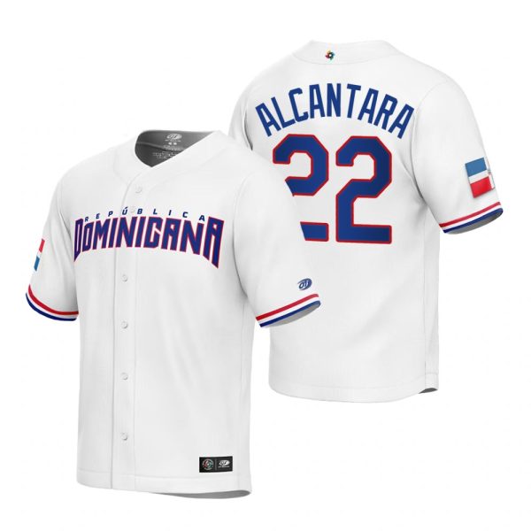 Dominican Republic Sandy Alcantara White Replica 2023 World Baseball Classic Jersey Dominican Republic Sandy Alcantara White Replica 2023 World Baseball Classic Jersey