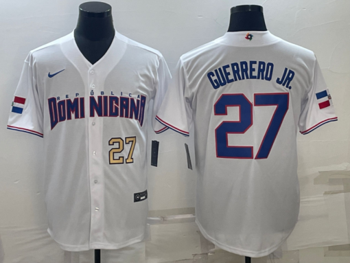Dominican Republic Vladimir Guerrero Jr. White Gold 2023 World Baseball Classic Jersey