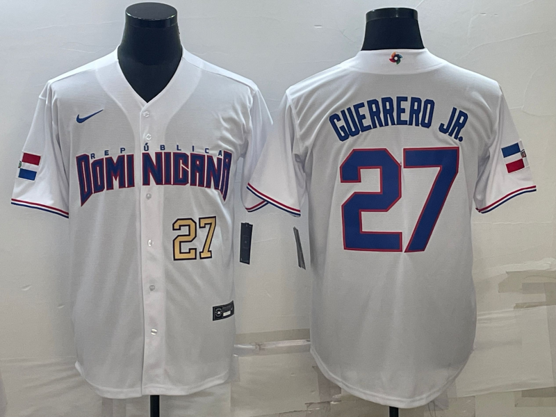 Dominican Republic Vladimir Guerrero Jr. White Gold 2023 World Baseball Classic Jersey Dominican Republic Vladimir Guerrero Jr. White Gold 2023 World Baseball Classic Jersey