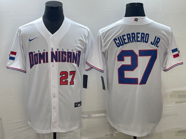 Dominican Republic Vladimir Guerrero Jr. White Red 2023 World Baseball Classic Jersey Dominican Republic Vladimir Guerrero Jr. White Red 2023 World Baseball Classic Jersey