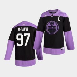 Edmonton Oilers Connor McDavid Hockey Fights Cancer Black Practice Jersey