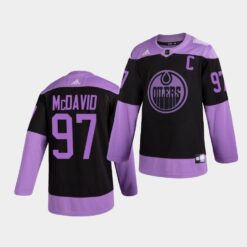 Edmonton Oilers Connor McDavid HockeyFightsCancer Purple Jersey