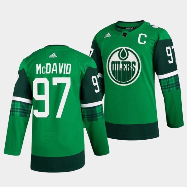 Edmonton Oilers Connor McDavid St. Patrick Green Jersey Edmonton Oilers Connor McDavid St. Patrick Green Jersey