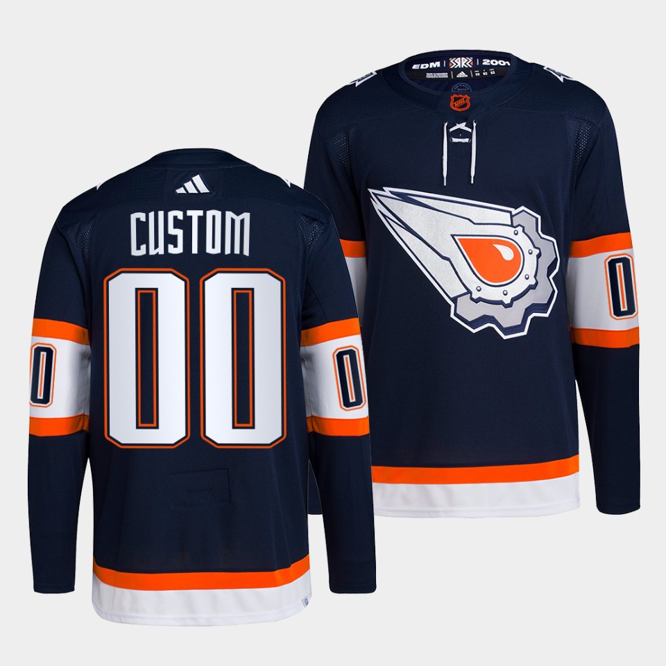 Edmonton Oilers Custom Reverse Navy Jersey Edmonton Oilers Custom Reverse Navy Jersey