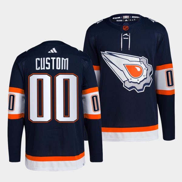 Edmonton Oilers Custom Reverse Navy Jersey Edmonton Oilers Custom Reverse Navy Jersey
