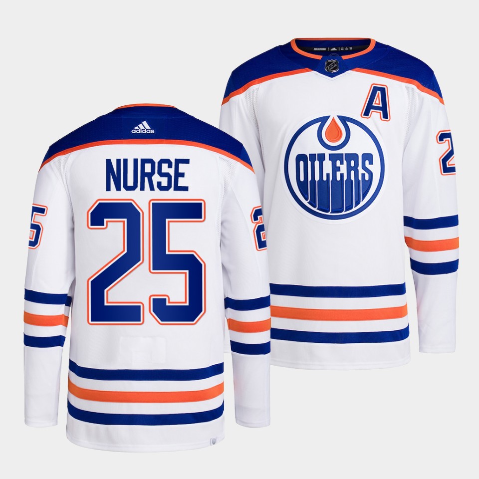 Edmonton Oilers Darnell Nurse 2022-23 Away White Jersey Edmonton Oilers Darnell Nurse 2022-23 Away White Jersey
