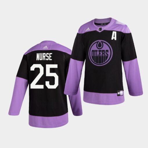 Edmonton Oilers Darnell Nurse Practice Hockey Fights Cancer Jersey