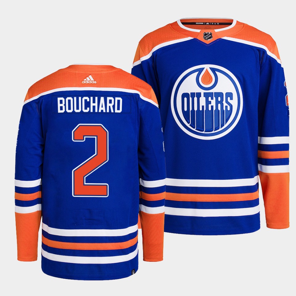 Edmonton Oilers Evan Bouchard 2022-23 Home Royal Jersey Edmonton Oilers Evan Bouchard 2022-23 Home Royal Jersey