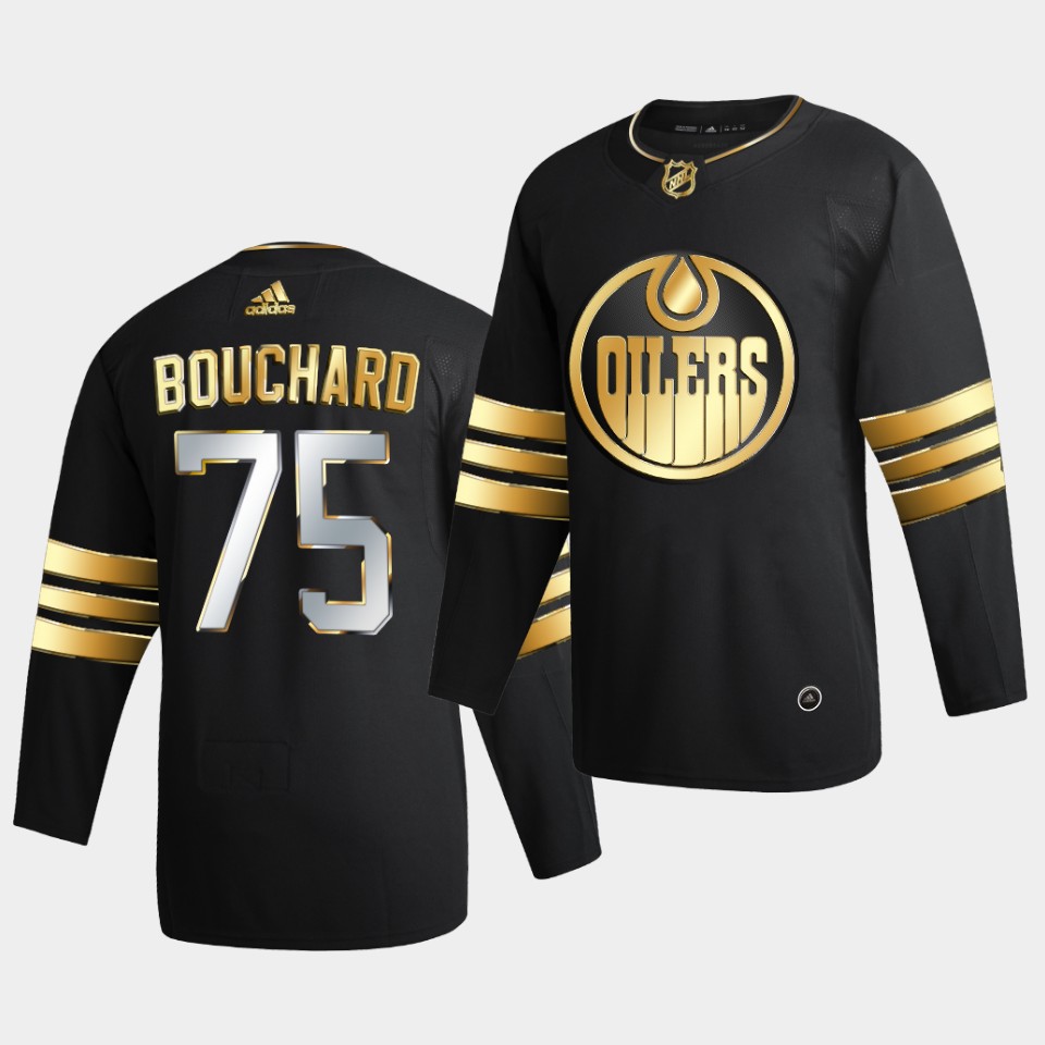 Edmonton Oilers Evan Bouchard Golden Edition Limited Black Jersey Edmonton Oilers Evan Bouchard Golden Edition Limited Black Jersey