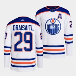 Edmonton Oilers Leon Draisaitl 2022-23 Away White Jersey