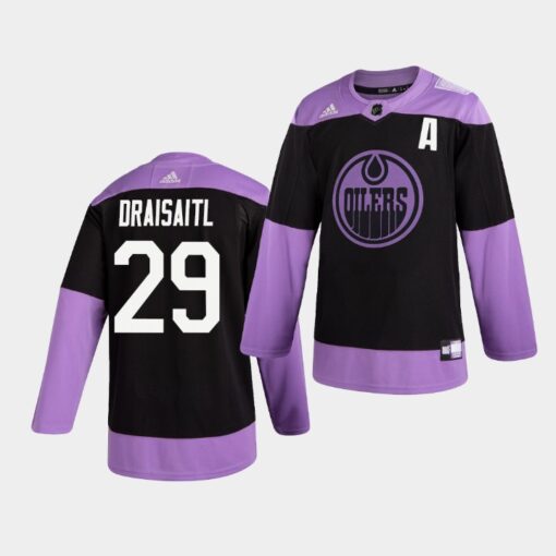 Edmonton Oilers Leon Draisaitl Hockey Fights Cancer Practice Jersey