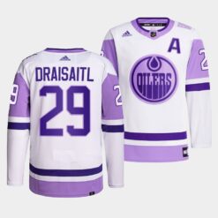 Edmonton Oilers Leon Draisaitl HockeyFightsCancer White Jersey