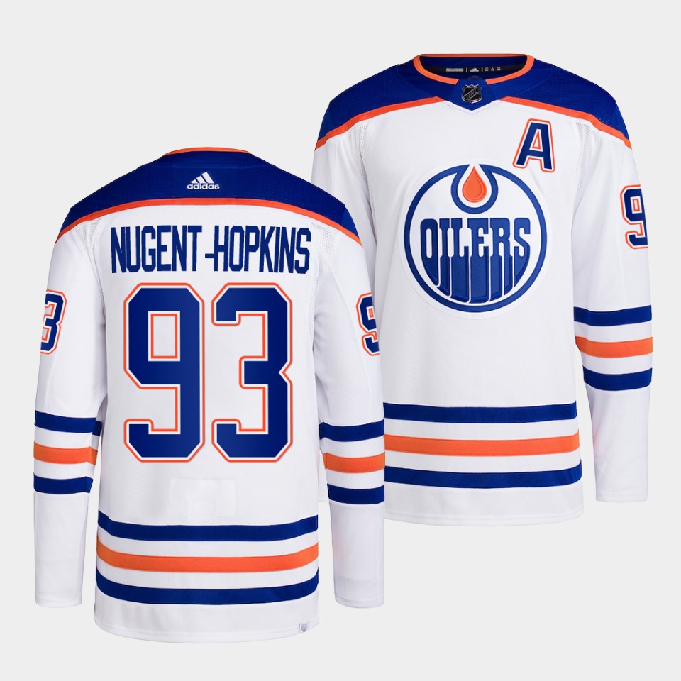 Edmonton Oilers Ryan Nugent-Hopkins 2022-23 Away White Jersey Edmonton Oilers Ryan Nugent-Hopkins 2022-23 Away White Jersey