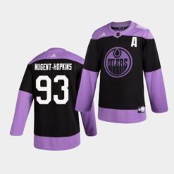 Edmonton Oilers Ryan Nugent-Hopkins Hockey Fights Cancer Practice Jersey