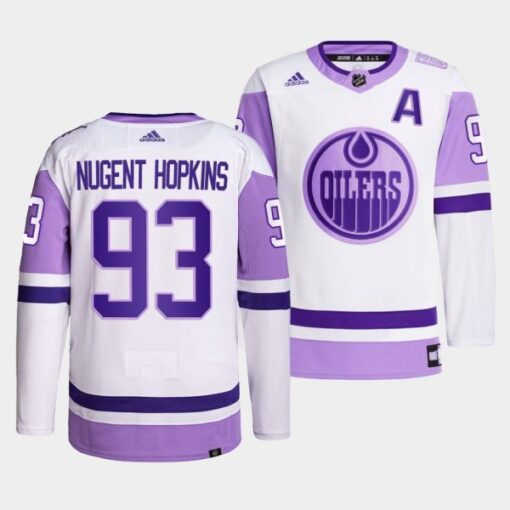 Edmonton Oilers Ryan Nugent-Hopkins HockeyFightsCancer White Jersey