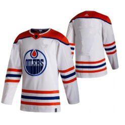 Edmonton Oilers Team 2021 Reverse Retro White Jersey