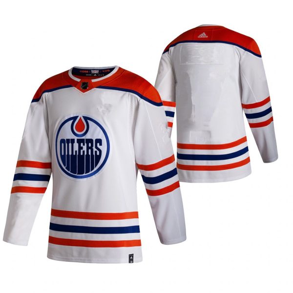 Edmonton Oilers Team 2021 Reverse Retro White Jersey Edmonton Oilers Team 2021 Reverse Retro White Jersey