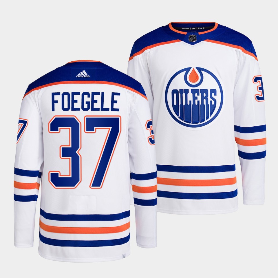 Edmonton Oilers Warren Foegele 2022-23 Away White Jersey Edmonton Oilers Warren Foegele 2022-23 Away White Jersey
