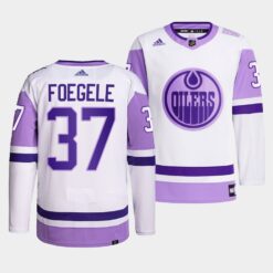 Edmonton Oilers Warren Foegele HockeyFightsCancer White Jersey