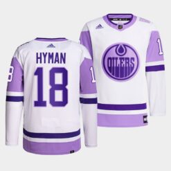 Edmonton Oilers Zach Hyman HockeyFightsCancer White Jersey