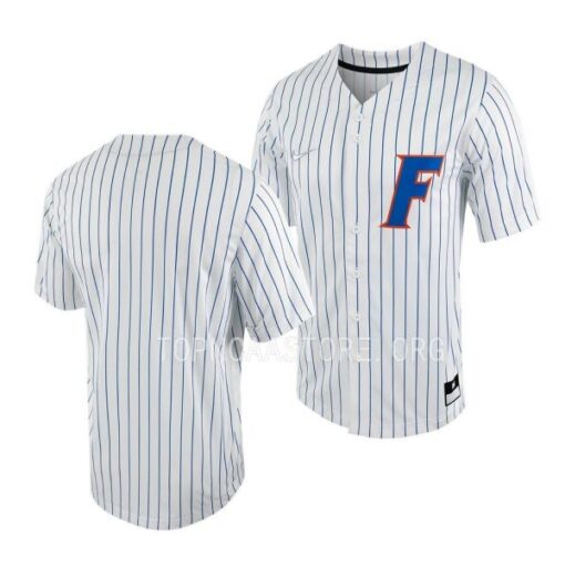 Florida Gators College Baseball White Pinstripes Full-Button Jersey