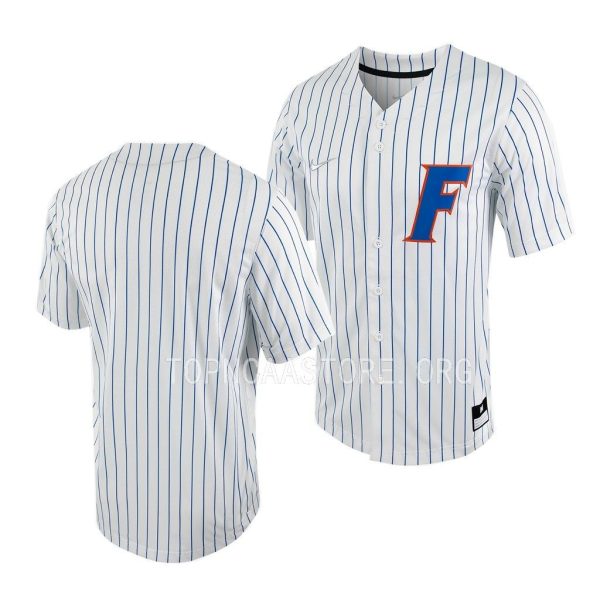 Florida Gators College Baseball White Pinstripes Full-Button Jersey Florida Gators College Baseball White Pinstripes Full-Button Jersey