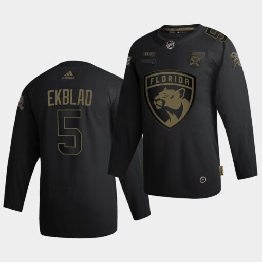 Florida Panthers aaron ekblad 2020 Veterans Day Black Jersey