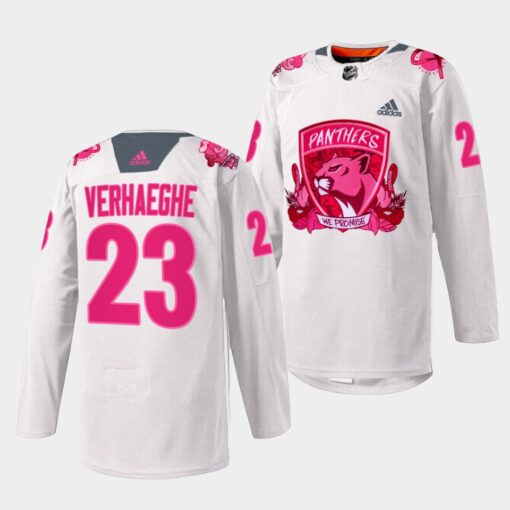 Florida Panthers Carter Verhaeghe 2022 Pink in the Rink White Jersey
