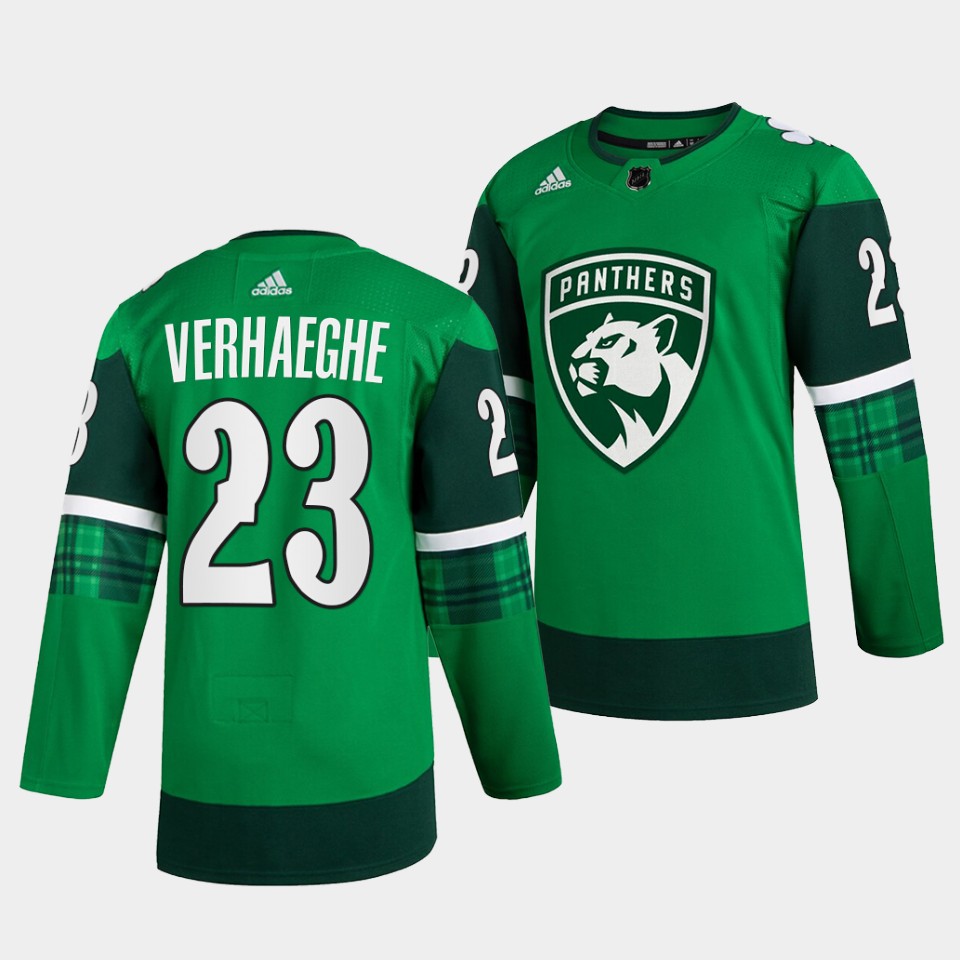 Florida Panthers Carter Verhaeghe St. Patricks Day Green Jersey Florida Panthers Carter Verhaeghe St. Patricks Day Green Jersey