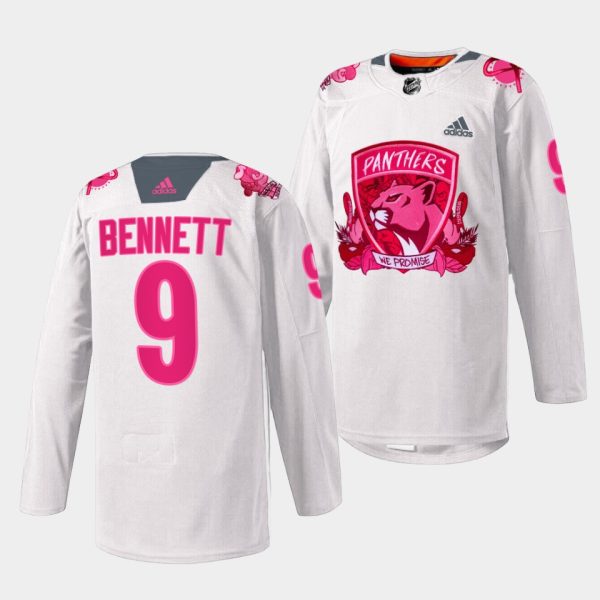 Florida Panthers Sam Bennett 2022 Pink in the Rink White Jersey Florida Panthers Sam Bennett 2022 Pink in the Rink White Jersey