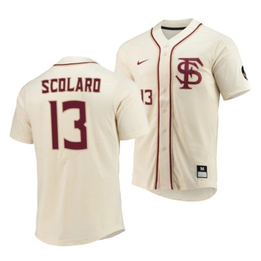 Florida State Seminoles Jonah Scolaro Elite College Baseball Jersey Natural