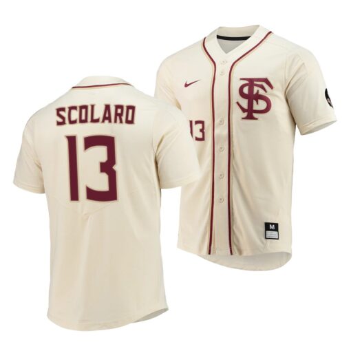 Florida State Seminoles Jonah Scolaro Elite College Baseball Jersey Natural