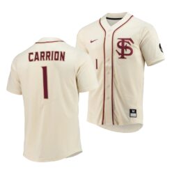 Florida State Seminoles Jordan Carrion Elite College Baseball Jersey Natural