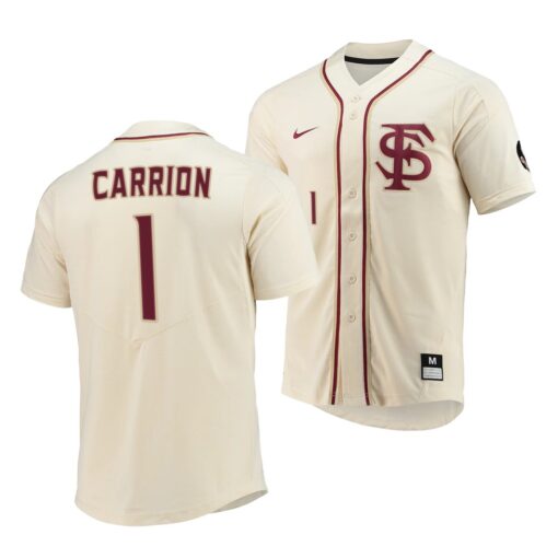 Florida State Seminoles Jordan Carrion Elite College Baseball Jersey Natural