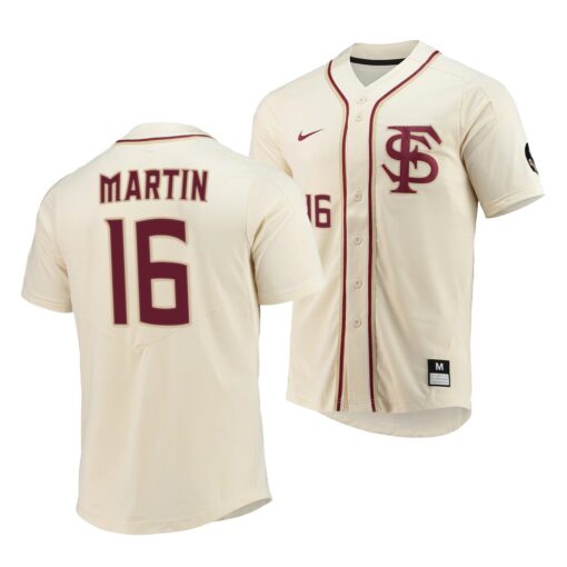 Florida State Seminoles Tyler Martin Elite College Baseball Jersey Natural
