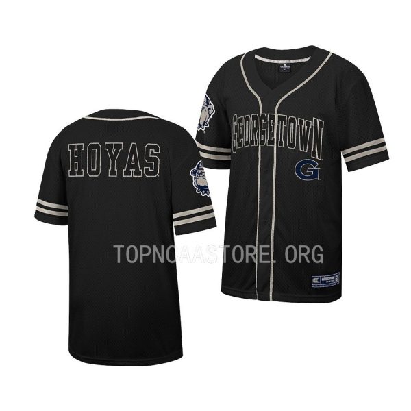 Georgetown Hoyas Free Spirited Black Button-Up College Baseball Jersey Georgetown Hoyas Free Spirited Black Button-Up College Baseball Jersey