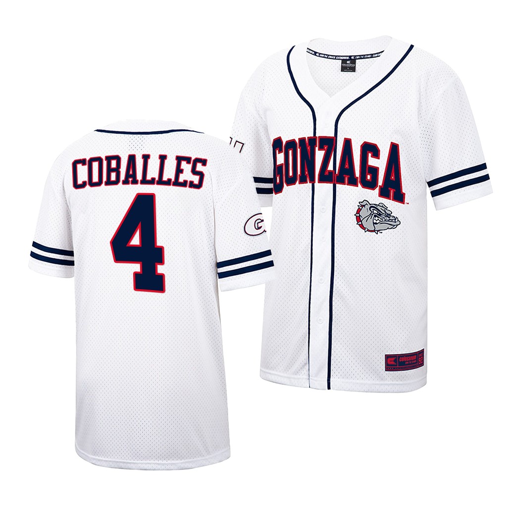 Gonzaga Bulldogs Connor Coballes College Baseball Jersey White Gonzaga Bulldogs Connor Coballes College Baseball Jersey White