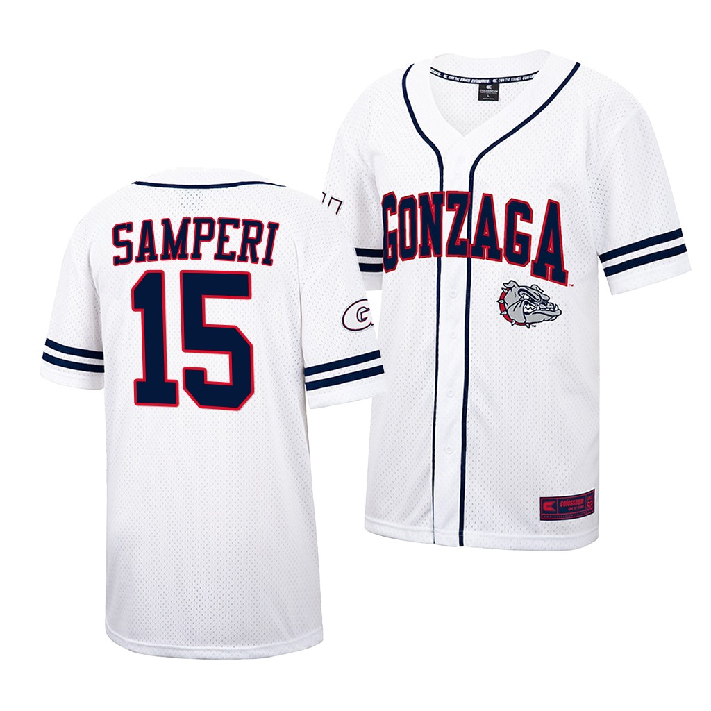 Gonzaga Bulldogs Ezra Samperi College Baseball Jersey White Gonzaga Bulldogs Ezra Samperi College Baseball Jersey White